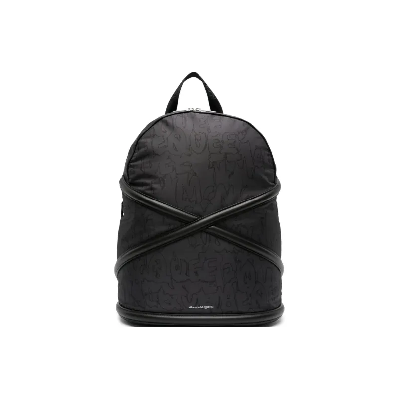 Alexander McQueen Polyurethane With Polyamide Backpack Men's Black-0