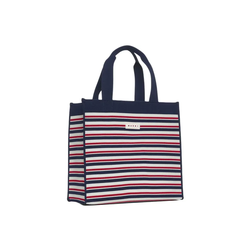 MARNI Logo Patch Striped Tote Bag-1