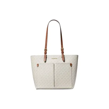 MICHAEL KORS Jet Set Coated Canvas Tote Bag Shopping Bag Shoulder Bag Handbag Medium Size Women's Vanilla White & Brown