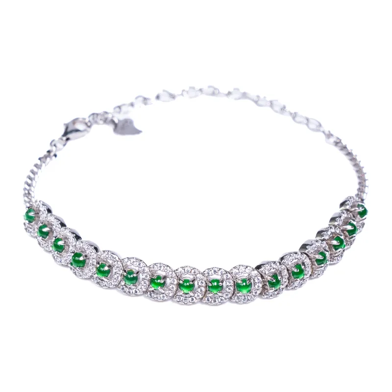 Green Waves Glutinous Jade Jadeite Bracelets Women's-0