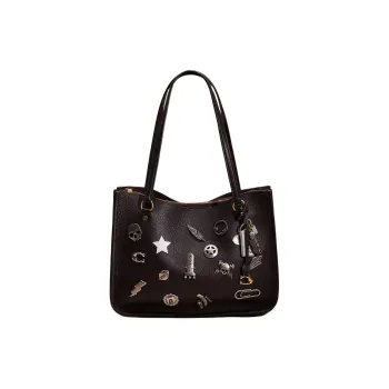 COACH Tyler Polished Pebbled Leather Tote Bag Shopping Bag Shoulder Bag Handbag Large Size Women's Brass & Black