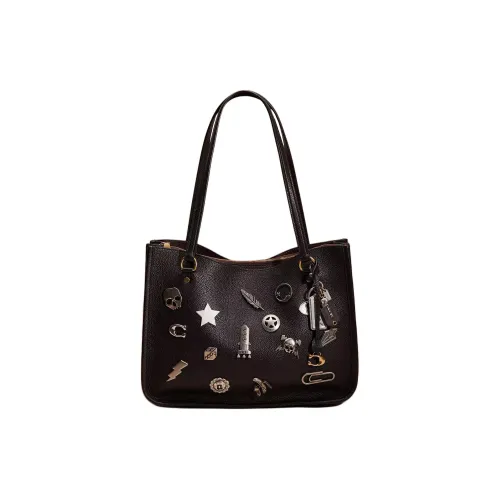 COACH Tyler Polished Pebbled Leather Tote Bag Shopping Bag Shoulder Bag Handbag Large Size Women's Brass & Black