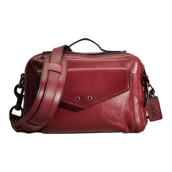 COACH Jaxson Calfskin Portable Crossbody Bag Shoulder Bag Large Size Women's Black Copper & Burgundy