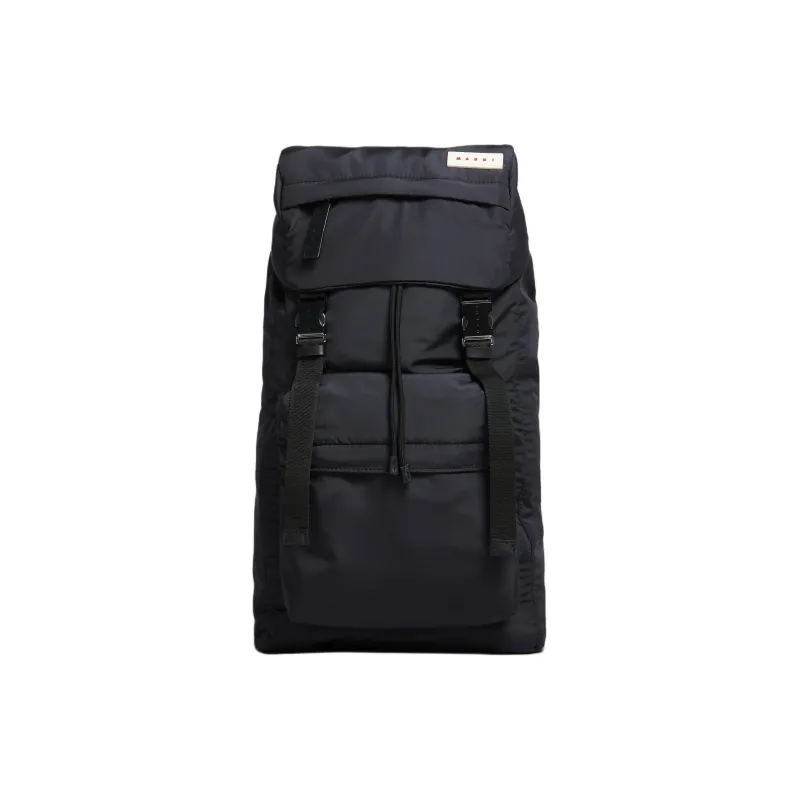MARNI Polyester With Calfskin Backpack Unisex Black-0