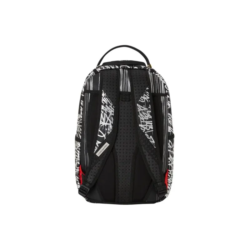 SPRAYGROUND Artificial Leather Backpack Unisex Black & Silver & Red-4
