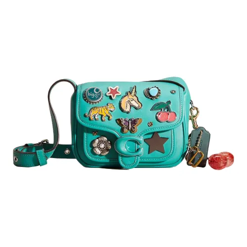 COACH Tabby Glove Tanning Messenger Bag, Crossbody Bag, Shoulder Bag Small Size Women's Silver & Bright Green