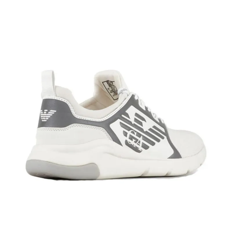EMPORIO ARMANI Eagle Logo Cushioning, Slip Resistant, Abrasion Resistant, Lightweight Low Top Casual Shoes Unisex White-3