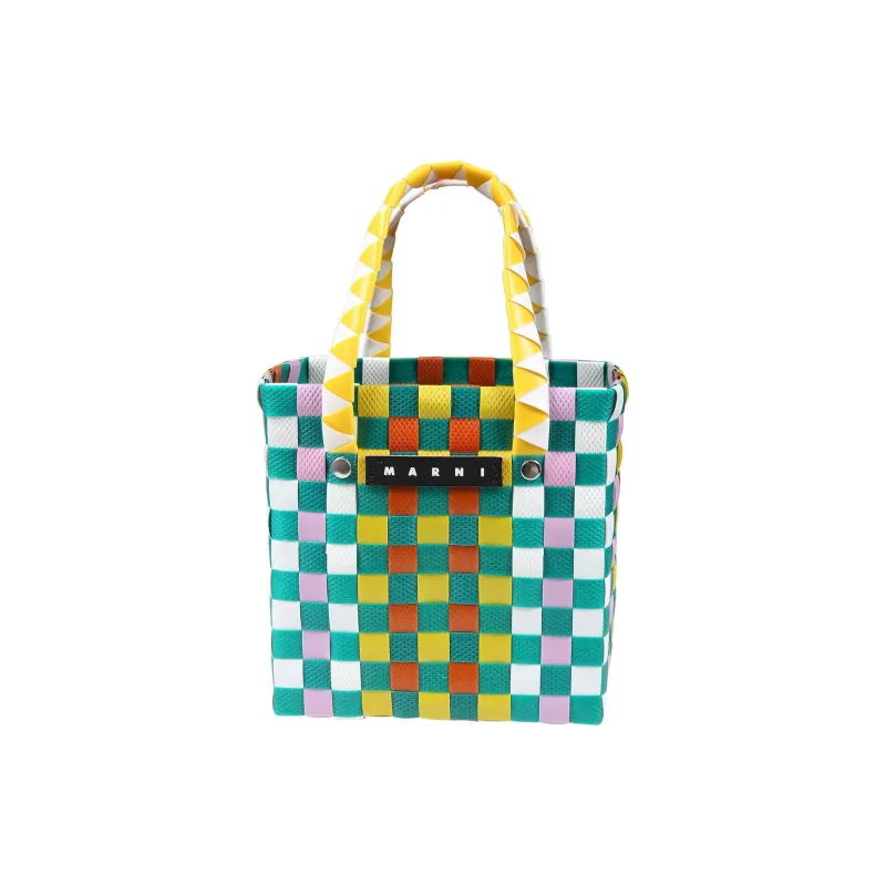 MARNI Polypropylene With Cow Leather One Shoulder Handbag Extra Mini Kids' Green & White & Yellow & Pink-1