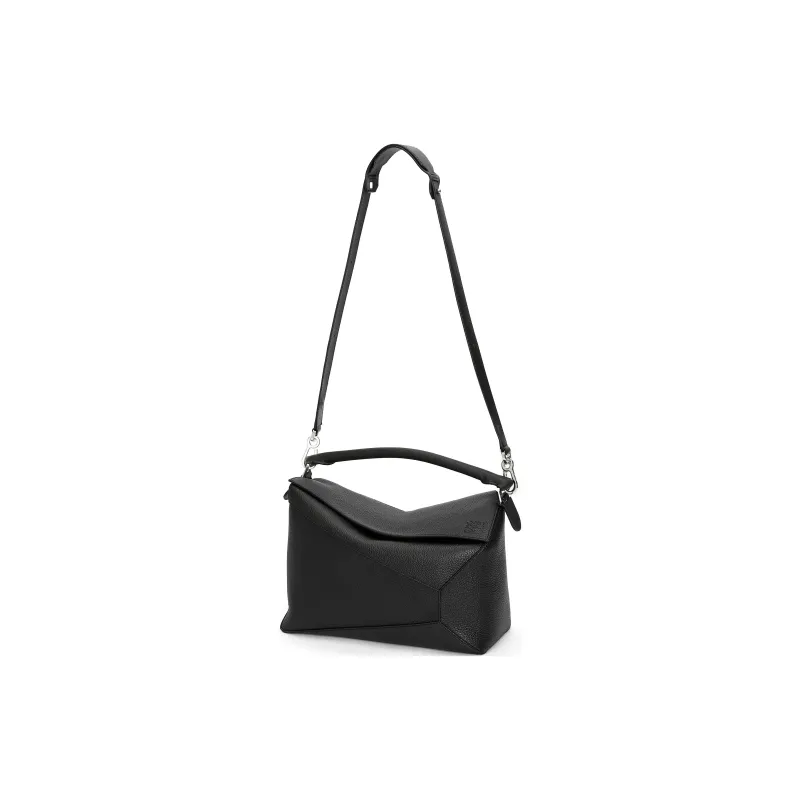 LOEWE Puzzle Grained Calfskin Handbag, Shoulder Bag, Crossbody Bag Tubas Men's Black-2