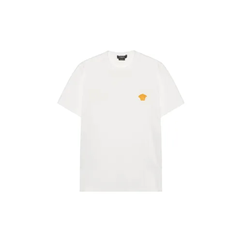VERSACE Men’s SS21 Logo Embroidery Short Sleeve White T-shirt