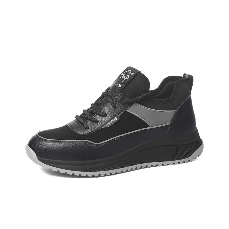 Golden Silk Rabbit Lightweight And Breathable Low-Top Chunky Sneakers Women's Black-8