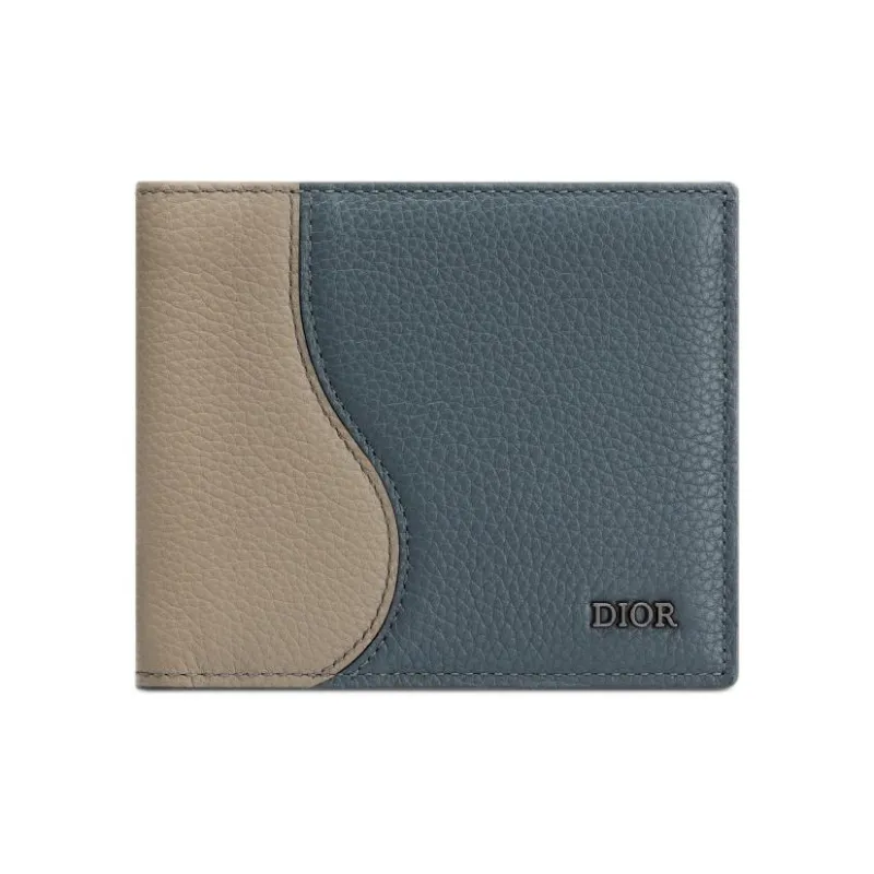 DIOR Saddle Grained Calfskin Wallet Women's Brown & Dark Gray-0