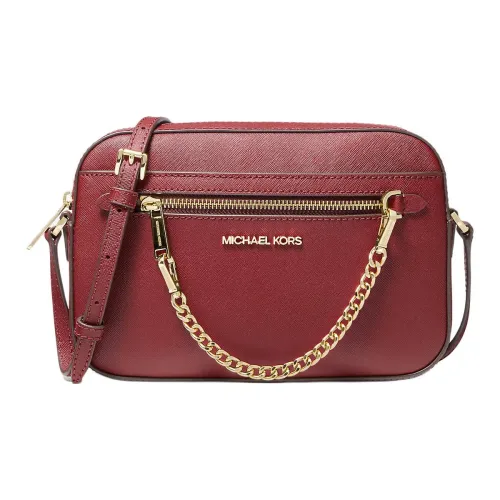 MICHAEL KORS Jet Set Leather Laptop Bag, Shoulder Bag, Crossbody Bag Large Size Women's Black Cherry