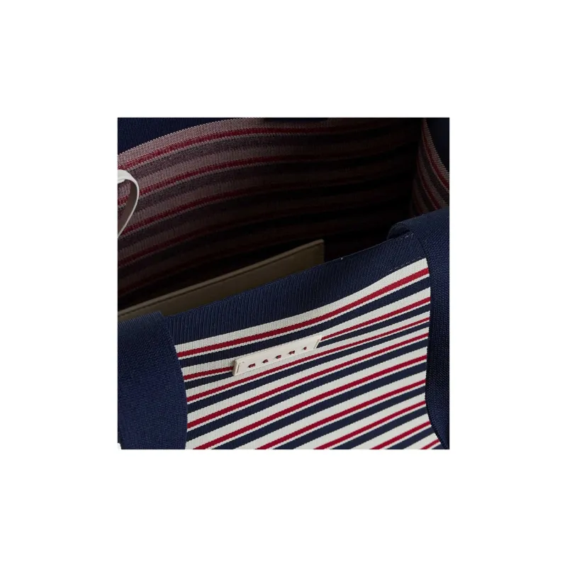 MARNI Logo Patch Striped Tote Bag-4