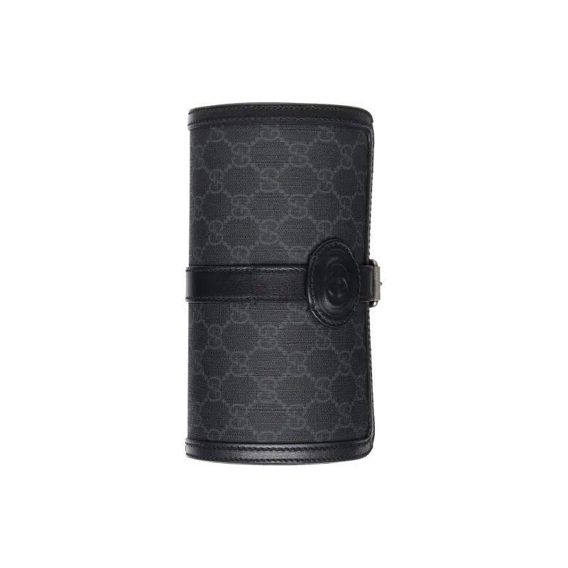 GUCCI Canvas With Leather Binding Wrist Watches Storage Bags Men's Black-3