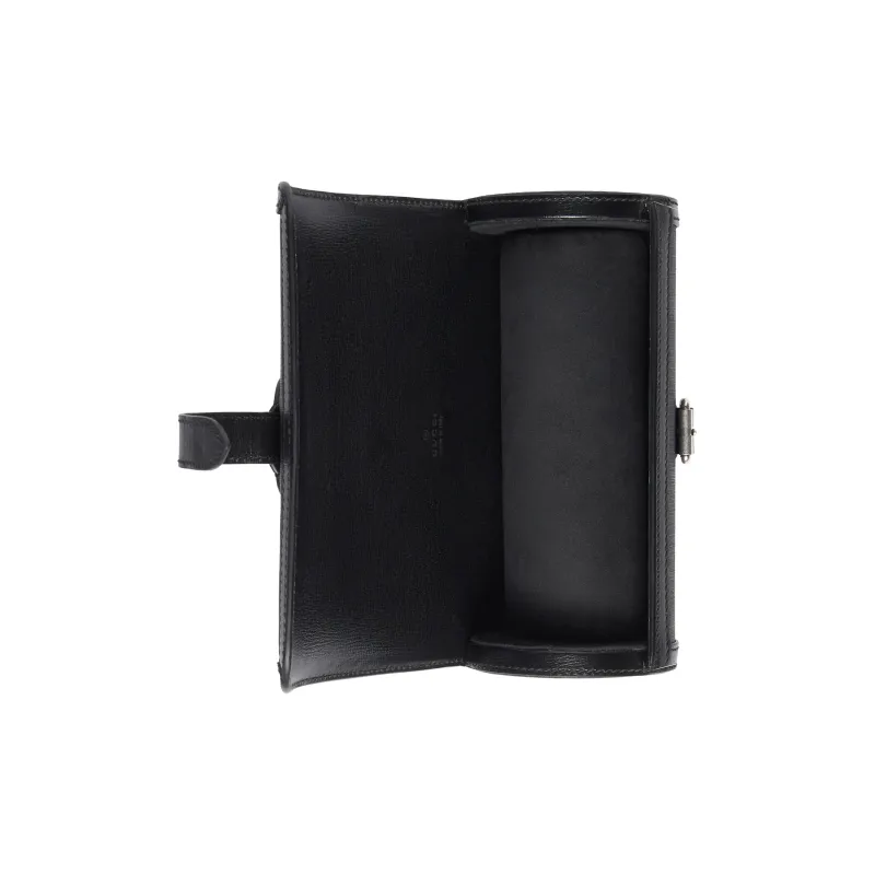GUCCI Canvas With Leather Binding Wrist Watches Storage Bags Men's Black-4