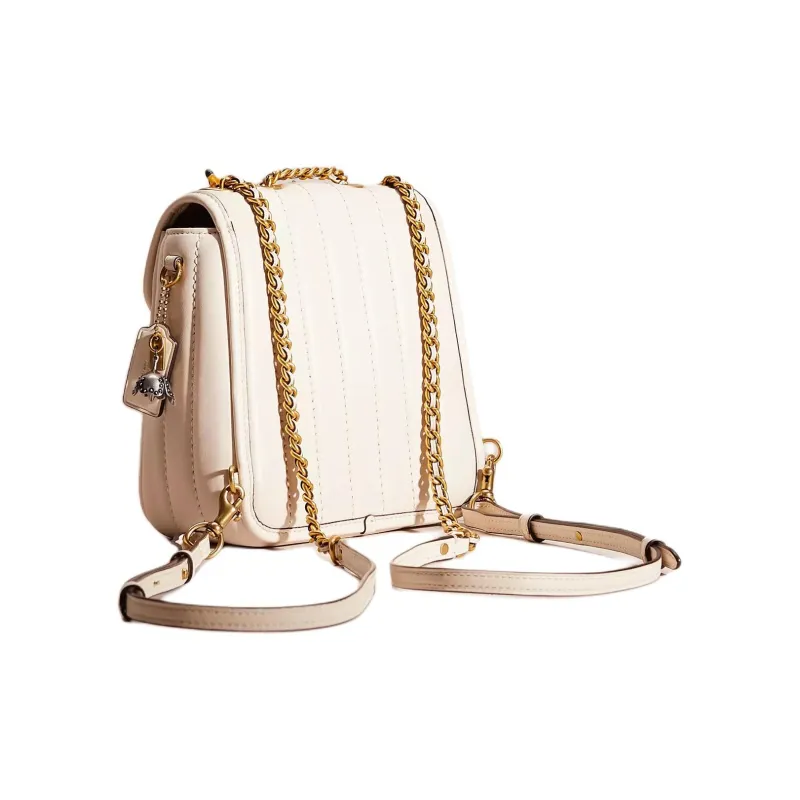 COACH Madison Nappa Leather With Smooth Leather Accents Backpack Small Size Women's Brass & Chalk-1