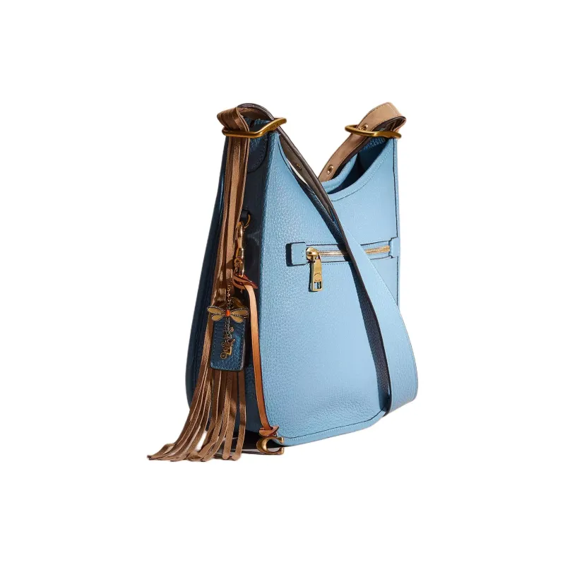 COACH Emery Natural Pebbled Leather Shoulder Bag Crossbody Bag Large Size Women's Brass/Pacific Blue-1