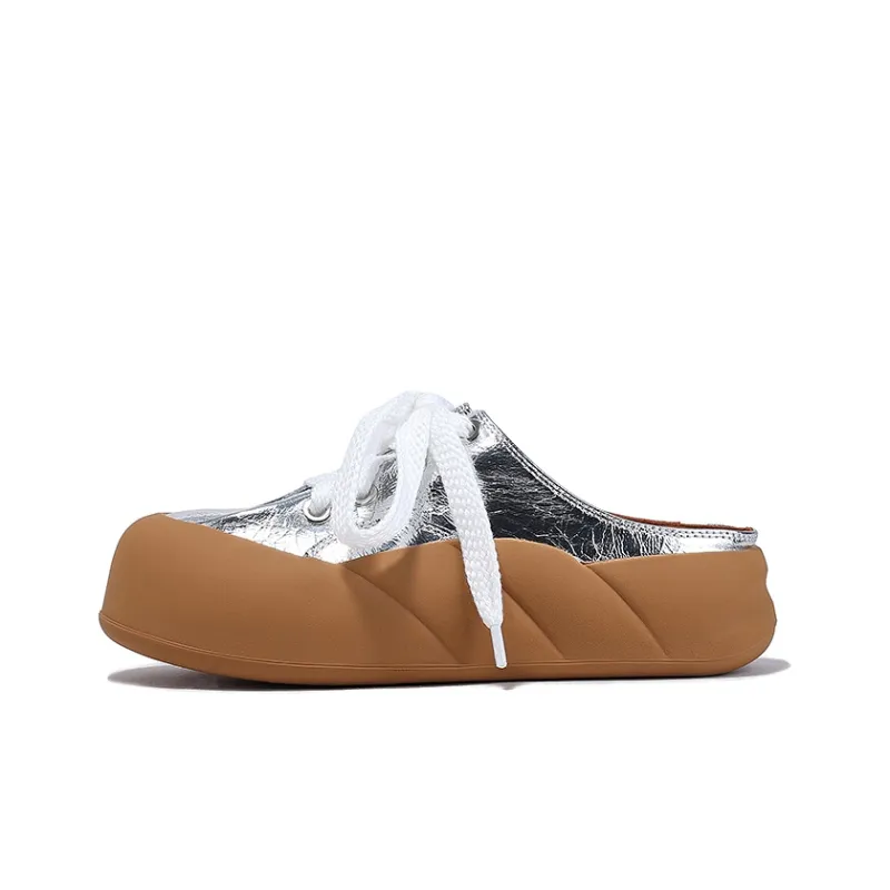 BELLALILY Wrap toe Slippers 4.5cm Women's Silver Gunmetal-2
