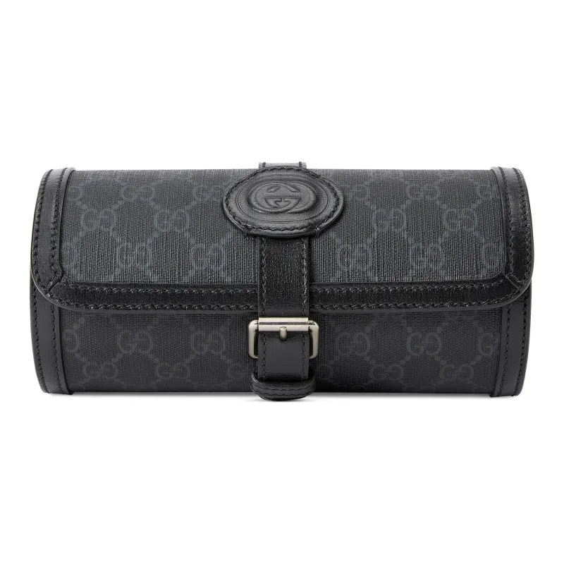 GUCCI Canvas With Leather Binding Wrist Watches Storage Bags Men's Black-0