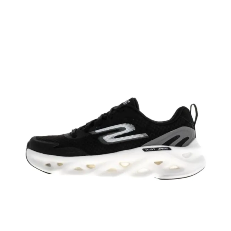 Skechers GO RUN SWIRL TECH Durable Breathable Low-Top Running Shoes Men's Black-0