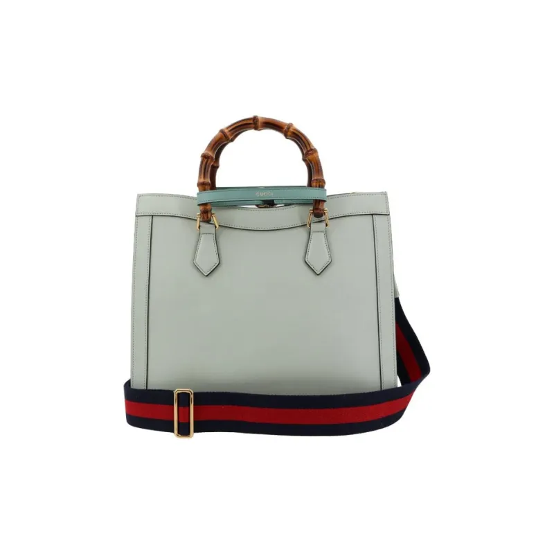 GUCCI Diana Leather Tote Bag Shopping Bag Shoulder Bag Crossbody Bag Handbag Medium Size Women's Gray Green-2
