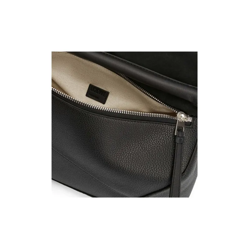LOEWE Puzzle Grained Calfskin Handbag, Shoulder Bag, Crossbody Bag Tubas Men's Black-6