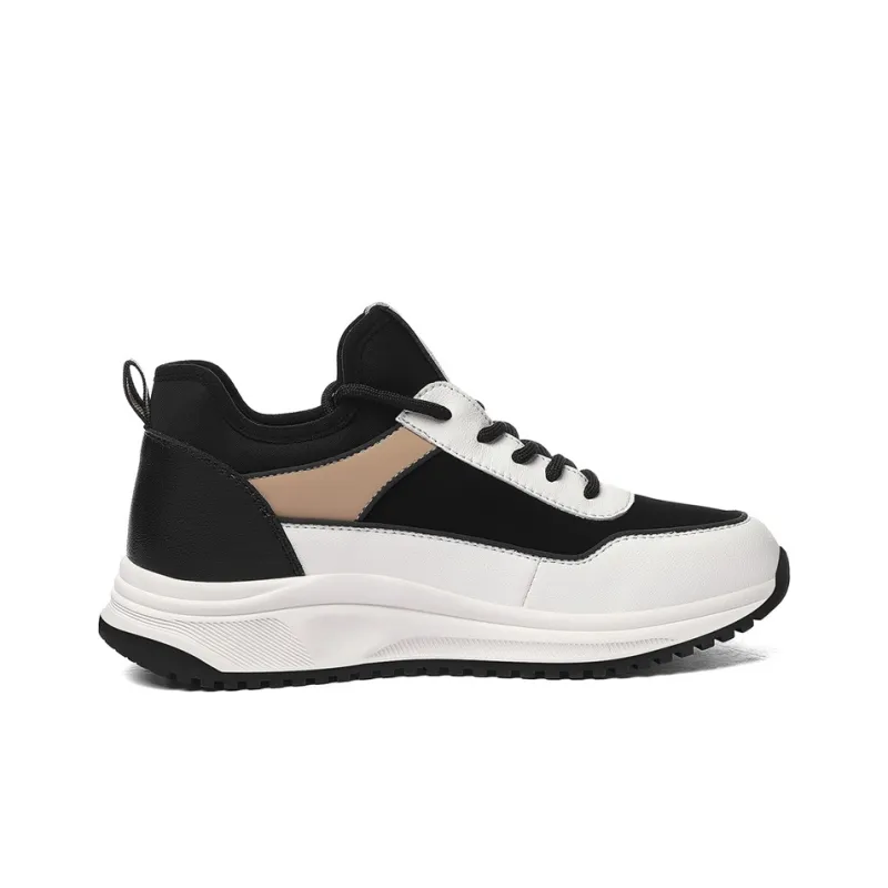 Golden Silk Rabbit Lightweight And Breathable Low-Top Chunky Sneakers Women's Black-1