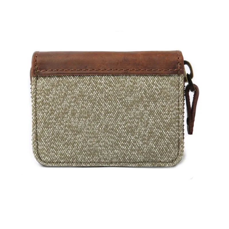 G FAVOR Crazy Horse Leather Cow Leather Business Card Holder Small Size Unisex Khaki Army Green-4