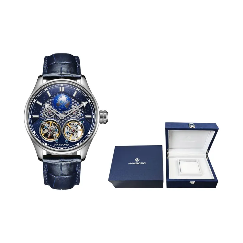 HANBORO Star Collection Automatic Mechanical Movement Watch Men's Watches Cut Out Dial HBR88821 BLL-1