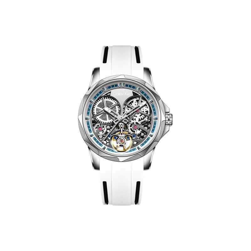 Colev Kie Automatic Mechanical Movement Rubber Strap Watch Men's Watches Silver Dial-0