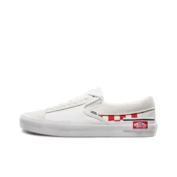 Vans Slip On Cap Low Top Skate Shoes Unisex Red Grid White