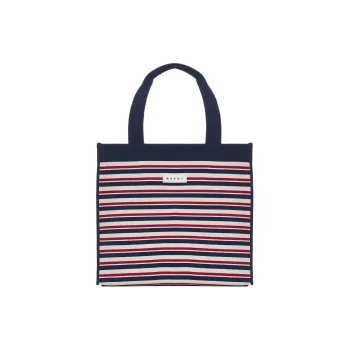 MARNI Logo Patch Striped Tote Bag