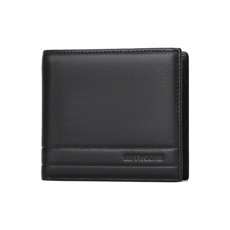 SEPTWOLVES Top Grain Sheepskin Wallets With Money Clip Unisex Black-11