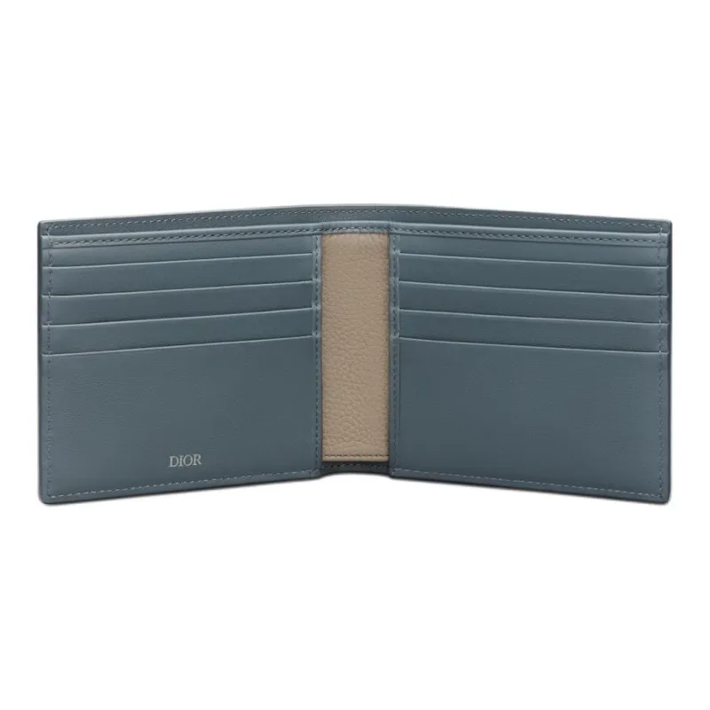 DIOR Saddle Grained Calfskin Wallet Women's Brown & Dark Gray-3