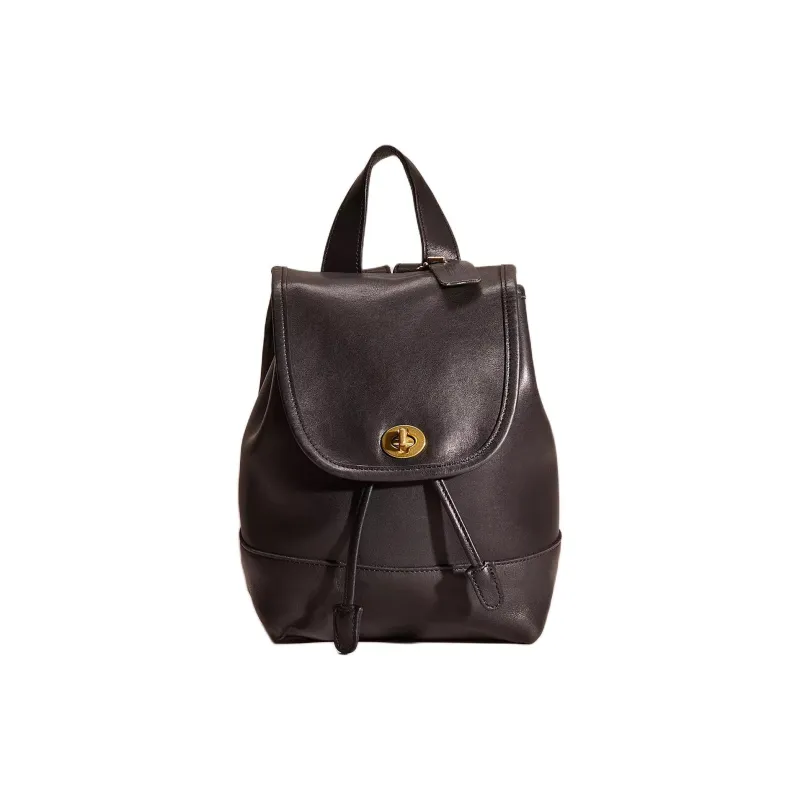 COACH Glove Tanned Leather Backpack Medium Size Women's Black-0