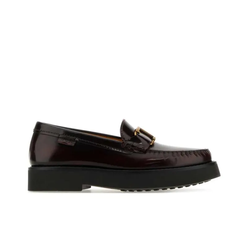 TOD'S Logo Plaque Round Toe Loafers Women's-1