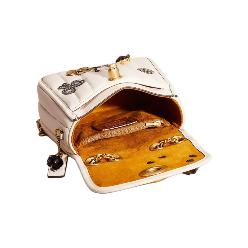 COACH Madison Nappa Leather With Smooth Leather Accents Backpack Small Size Women's Brass & Chalk-2