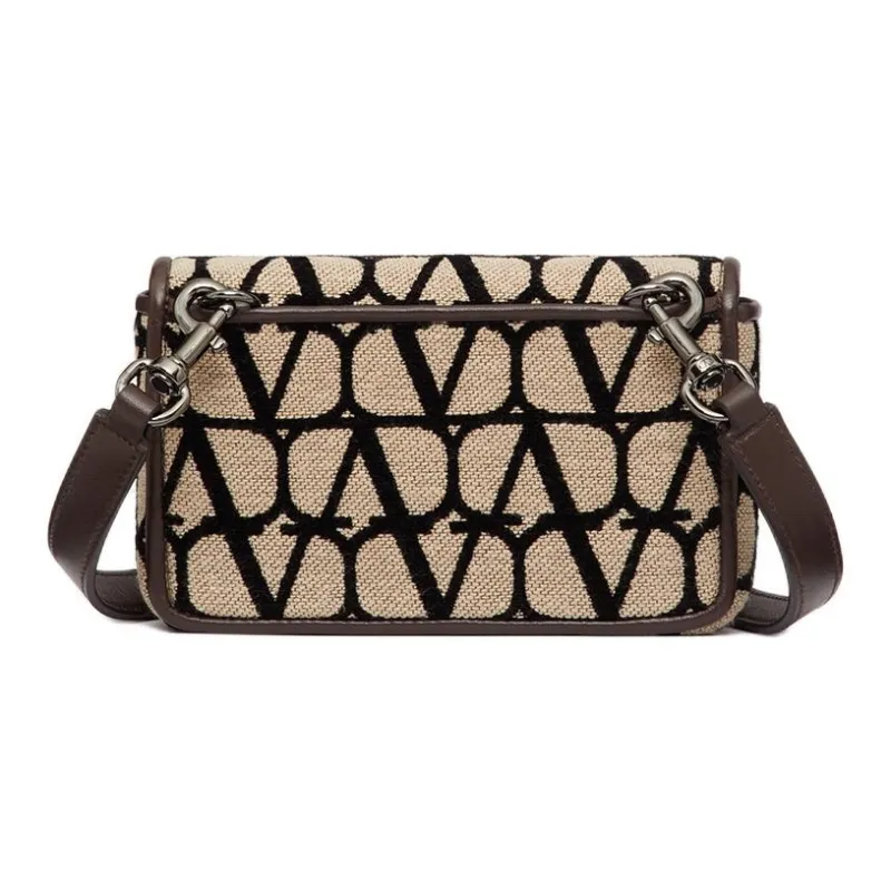 Valentino GARAVANI Calfskin Detail One Shoulder Crossbody Clutches Men's Black & Beige-3