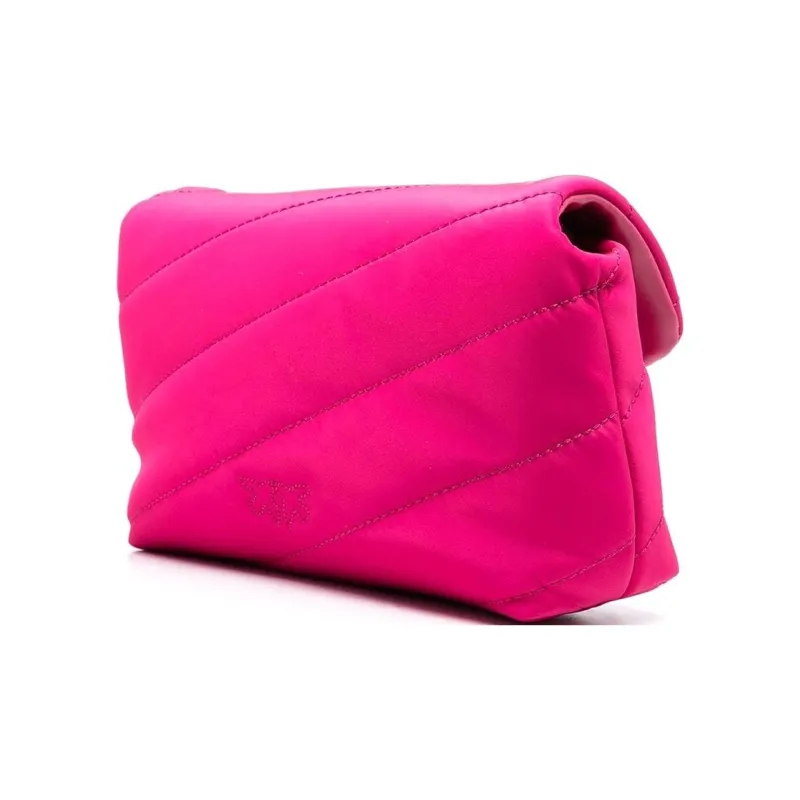 PINKO Puff Calfskin With Nylon Flying Bird Swallow Bag Crossbody Bag Shoulder Bag Women's Pink-4