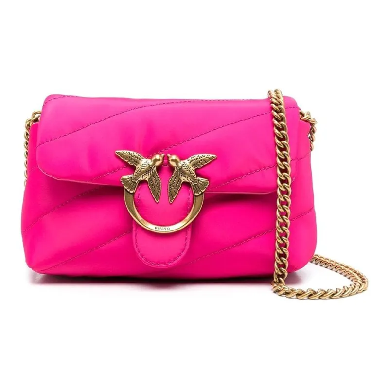 PINKO Puff Calfskin With Nylon Flying Bird Swallow Bag Crossbody Bag Shoulder Bag Women's Pink-1