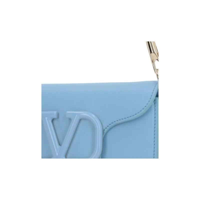 Valentino Calfskin Portable Crossbody Bag, Shoulder Bag Women's Light Blue-3