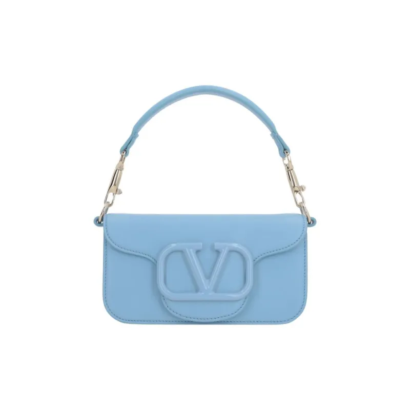 Valentino Calfskin Portable Crossbody Bag, Shoulder Bag Women's Light Blue-0