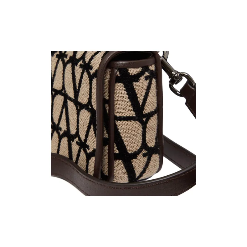 Valentino GARAVANI Calfskin Detail One Shoulder Crossbody Clutches Men's Black & Beige-5