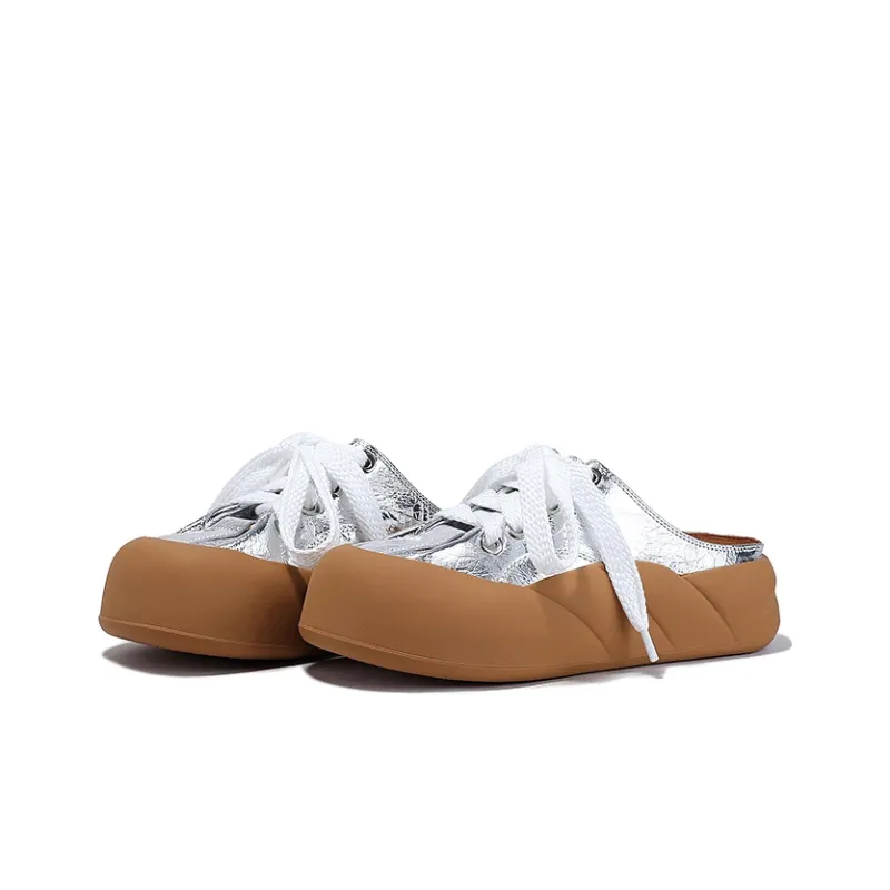 BELLALILY Wrap toe Slippers 4.5cm Women's Silver Gunmetal-1