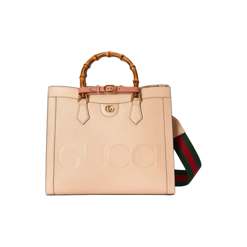 GUCCI Diana Leather Tote Bag Shopping Bag Shoulder Bag Crossbody Bag Handbag Medium Size Women's Light Beige-1