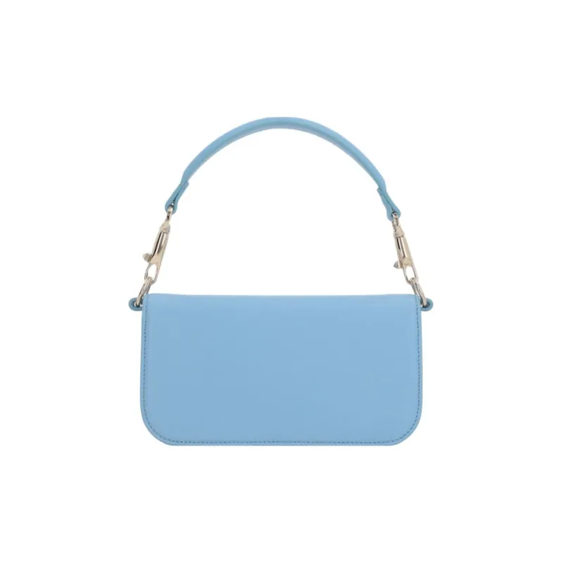 Valentino Calfskin Portable Crossbody Bag, Shoulder Bag Women's Light Blue-2