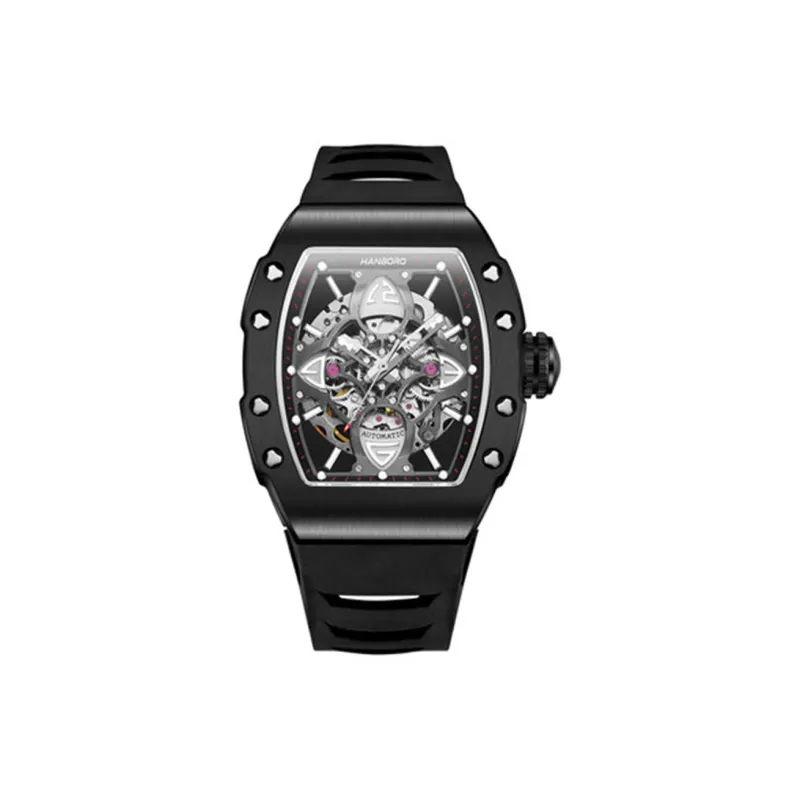 HANBORO Four-Leaf Clover Collection Automatic Mechanical Movement Watch Men's Watches Black Dial HBR989.1-HH-0