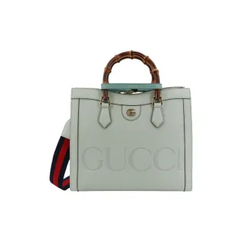 GUCCI Diana Leather Tote Bag Shopping Bag Shoulder Bag Crossbody Bag Handbag Medium Size Women's Gray Green