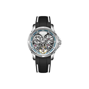 Colev Kie Automatic Mechanical Movement Rubber Strap Watch Men's Watches Silver Dial